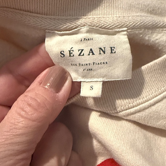 Sézane Graphic La Chamade Small Cream Heart Sweatshirt - Picture 7 of 9